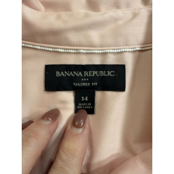 Banana Republic Dress Shirt Women 14 Pink Cotton Tailored Fit Long Sleeve Formal - Picture 6 of 8